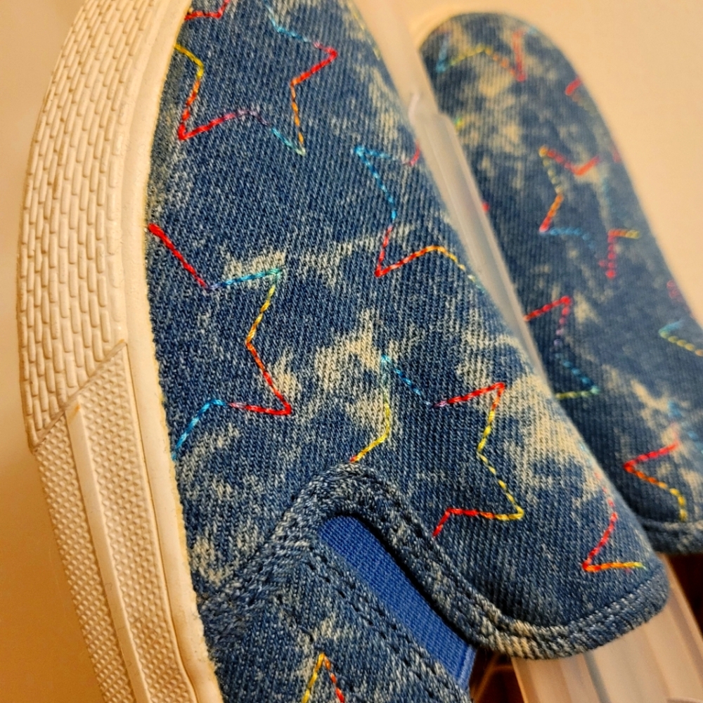 PLACE Denim Slip-On Shoes with Star Accents